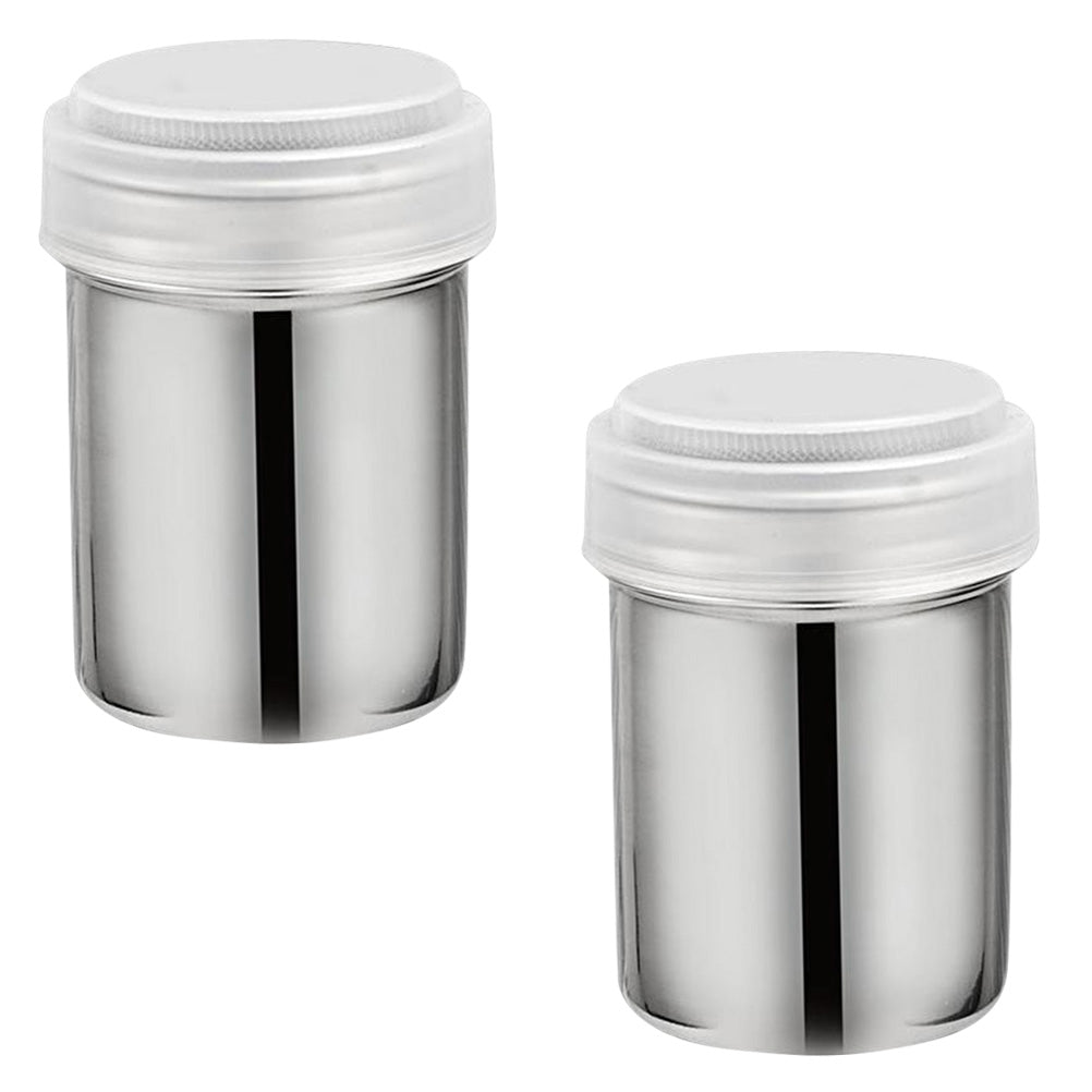 2 stücke Edelstahl Dredge Salz Zucker Pfeffer Shaker Flasche Dispenser Salz Flasche Pfeffer Kaffee Kakao Zimt Pulver Kann für