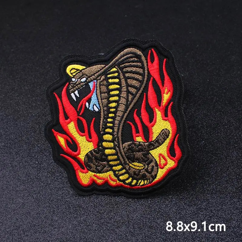 Cobra Kai Patches On Clothes Flower Patch Punk Biker Embroidered Patches For Clothing Iron On Patches For Jacket Stripes Patch