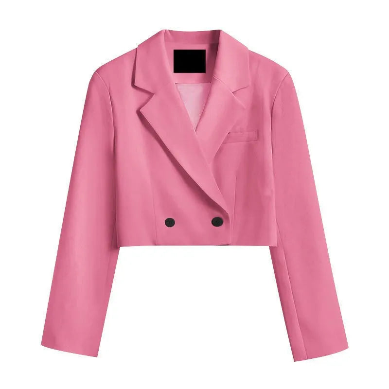 Cropped Blazers Women Ins Popular Notched Korean Slim Fit Fashion Hit Colors Stylish Suits Chic Tender Solid Straight Outwear OL