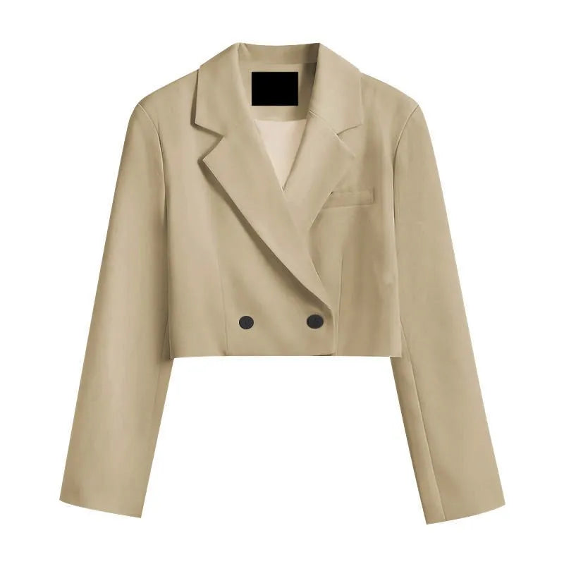 Cropped Blazers Women Ins Popular Notched Korean Slim Fit Fashion Hit Colors Stylish Suits Chic Tender Solid Straight Outwear OL