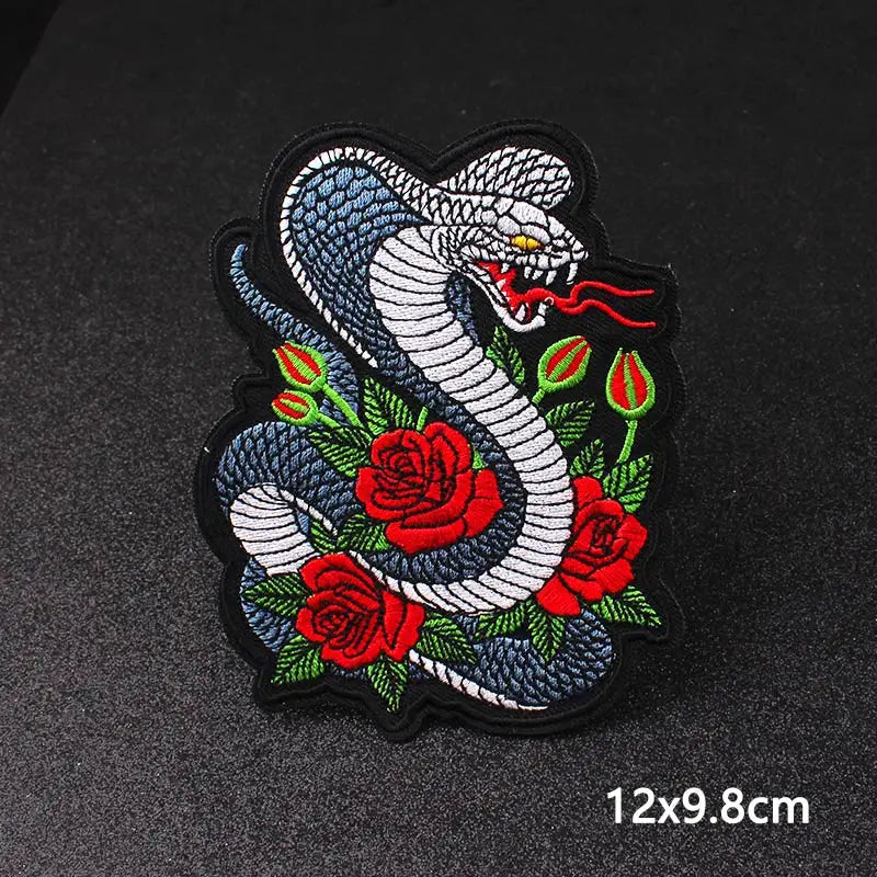 Cobra Kai Patches On Clothes Flower Patch Punk Biker Embroidered Patches For Clothing Iron On Patches For Jacket Stripes Patch
