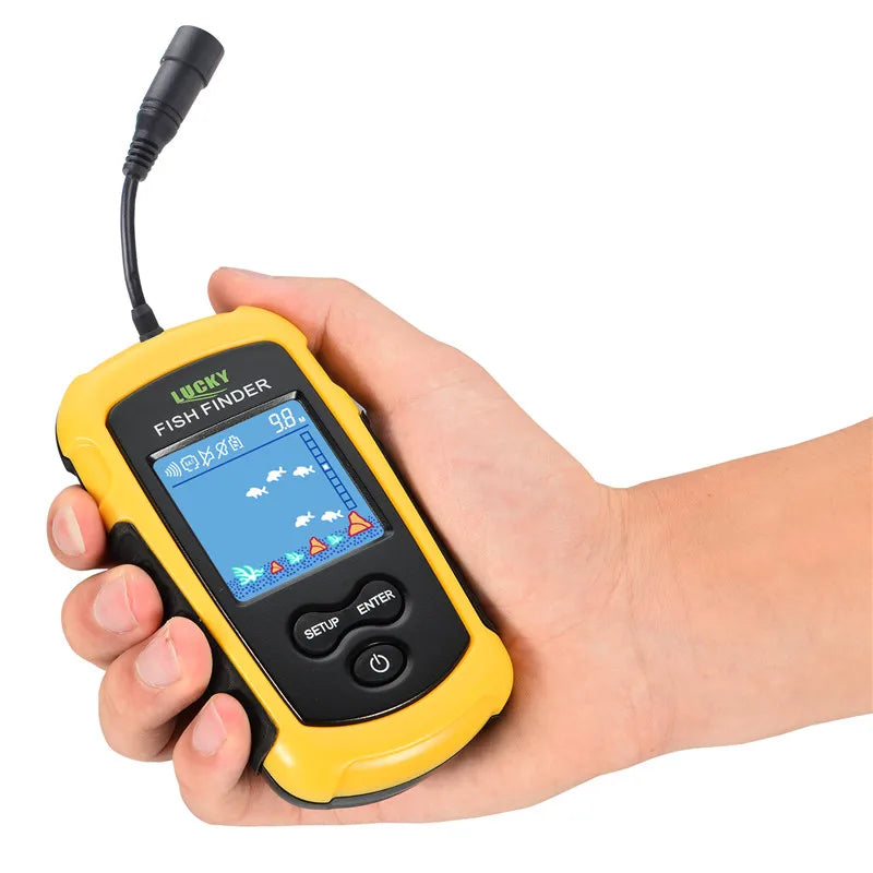 FFC1108-1 Alarm 100M Tragbarer Sonar-Fischfinder 45-Grad-Sonar-Abdeckung Echolot-Alarmgeber See-Meeresangeln
