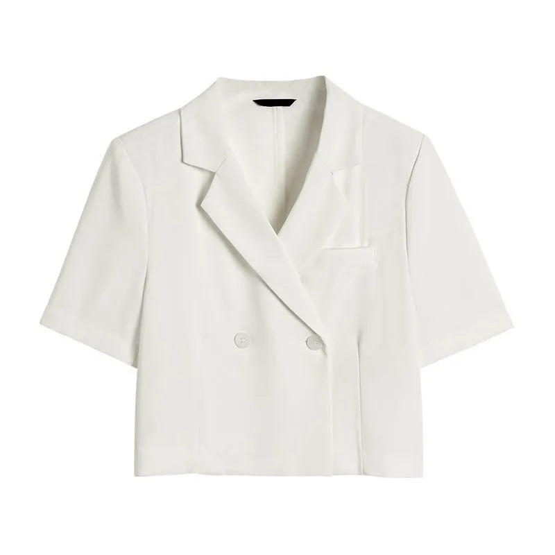 Cropped Blazers Women Ins Popular Notched Korean Slim Fit Fashion Hit Colors Stylish Suits Chic Tender Solid Straight Outwear OL