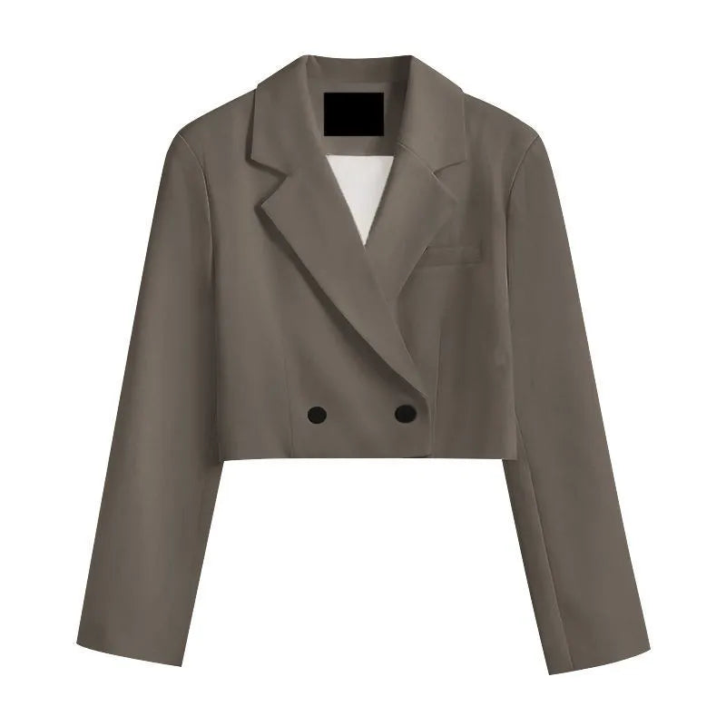 Cropped Blazers Women Ins Popular Notched Korean Slim Fit Fashion Hit Colors Stylish Suits Chic Tender Solid Straight Outwear OL