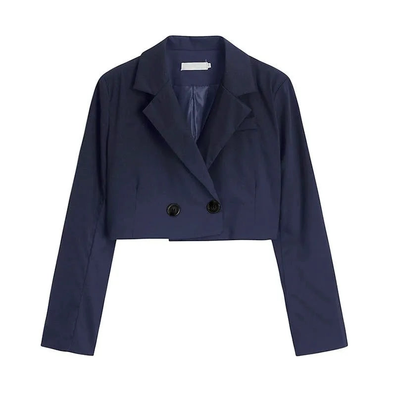 Cropped Blazers Women Ins Popular Notched Korean Slim Fit Fashion Hit Colors Stylish Suits Chic Tender Solid Straight Outwear OL