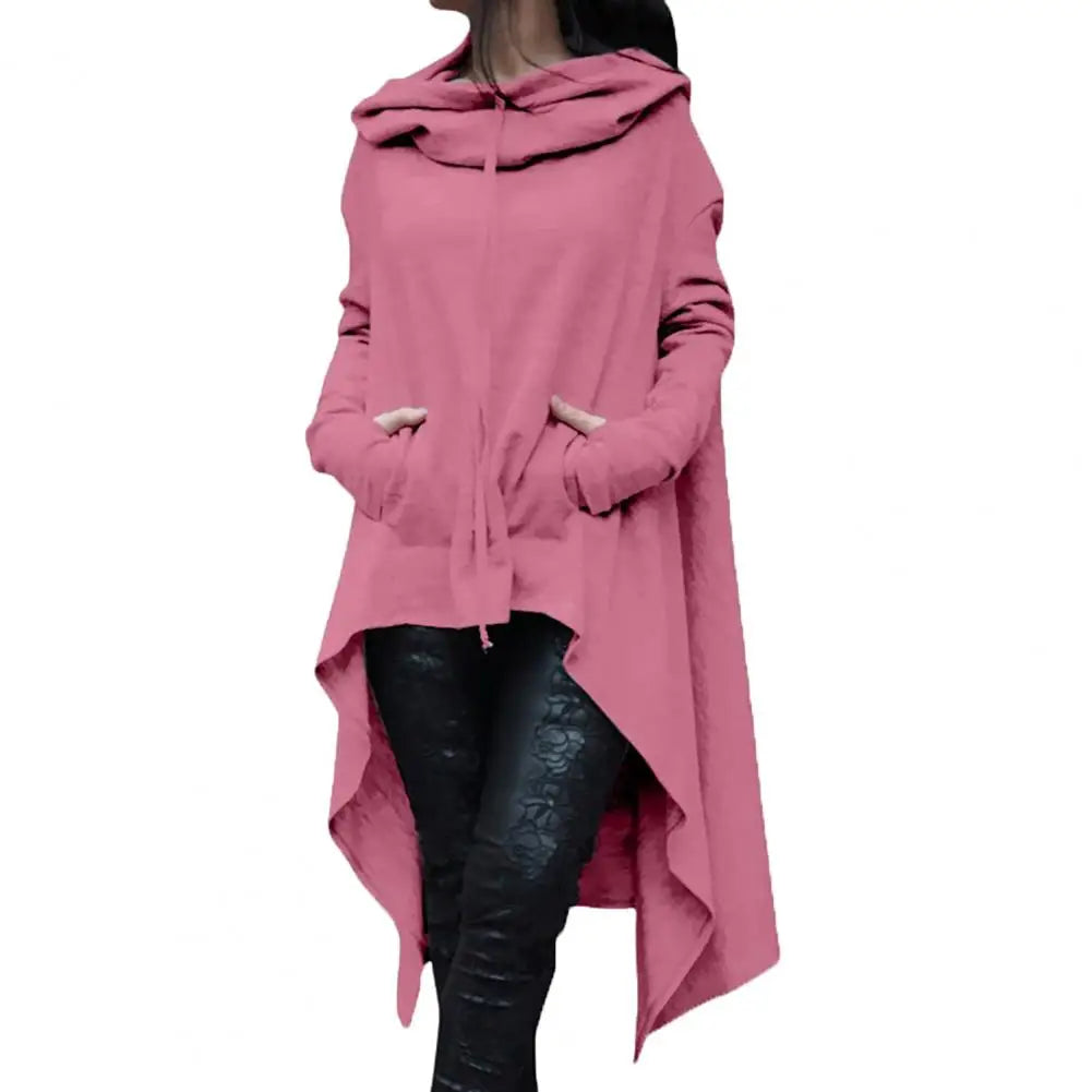Mode Frauen Hoodies Unregelmäßiger Saum Baumwolle Langarm Fischschwanz Einfarbig Femmes Sweatshirts Übergröße Hoodies Kleid