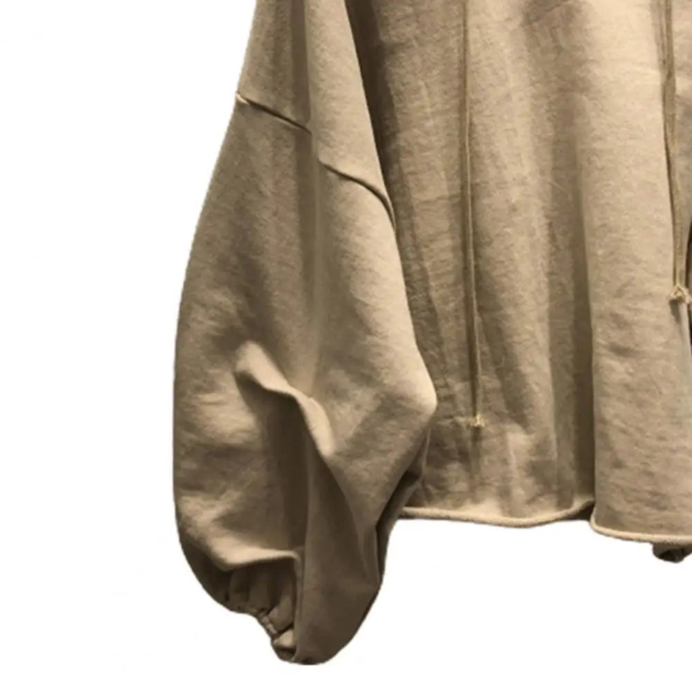 Damen Hoodies Sweatshirt Einfarbig Kordelzug Pullover Hoodie Herbst Fledermausärmel V-Ausschnitt Damen Sweatshirt Lose Jumper 2021
