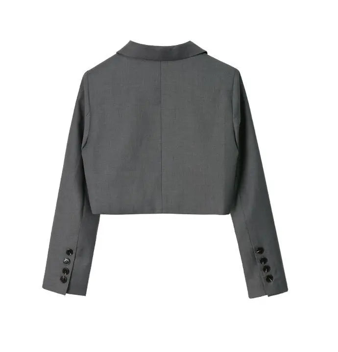 Cropped Blazers Women Ins Popular Notched Korean Slim Fit Fashion Hit Colors Stylish Suits Chic Tender Solid Straight Outwear OL