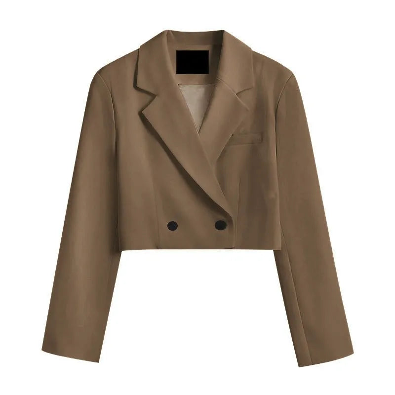 Cropped Blazers Women Ins Popular Notched Korean Slim Fit Fashion Hit Colors Stylish Suits Chic Tender Solid Straight Outwear OL