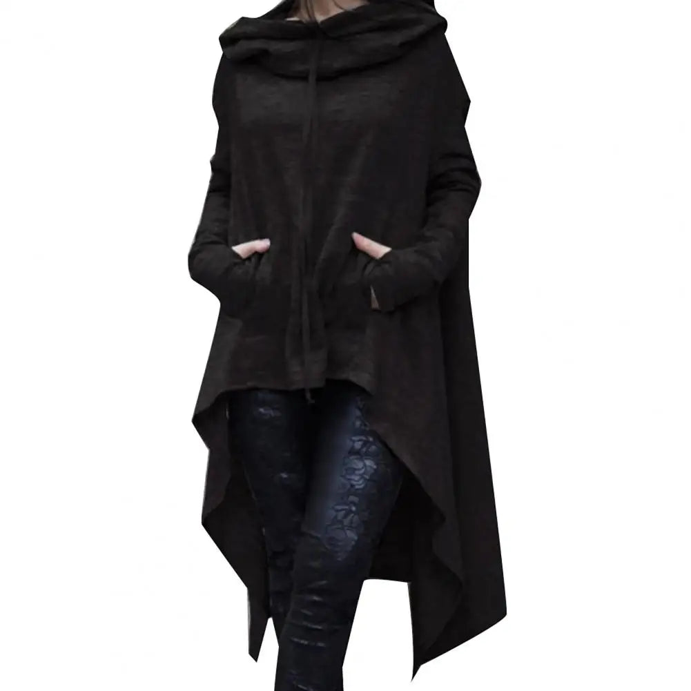 Mode Frauen Hoodies Unregelmäßiger Saum Baumwolle Langarm Fischschwanz Einfarbig Femmes Sweatshirts Übergröße Hoodies Kleid