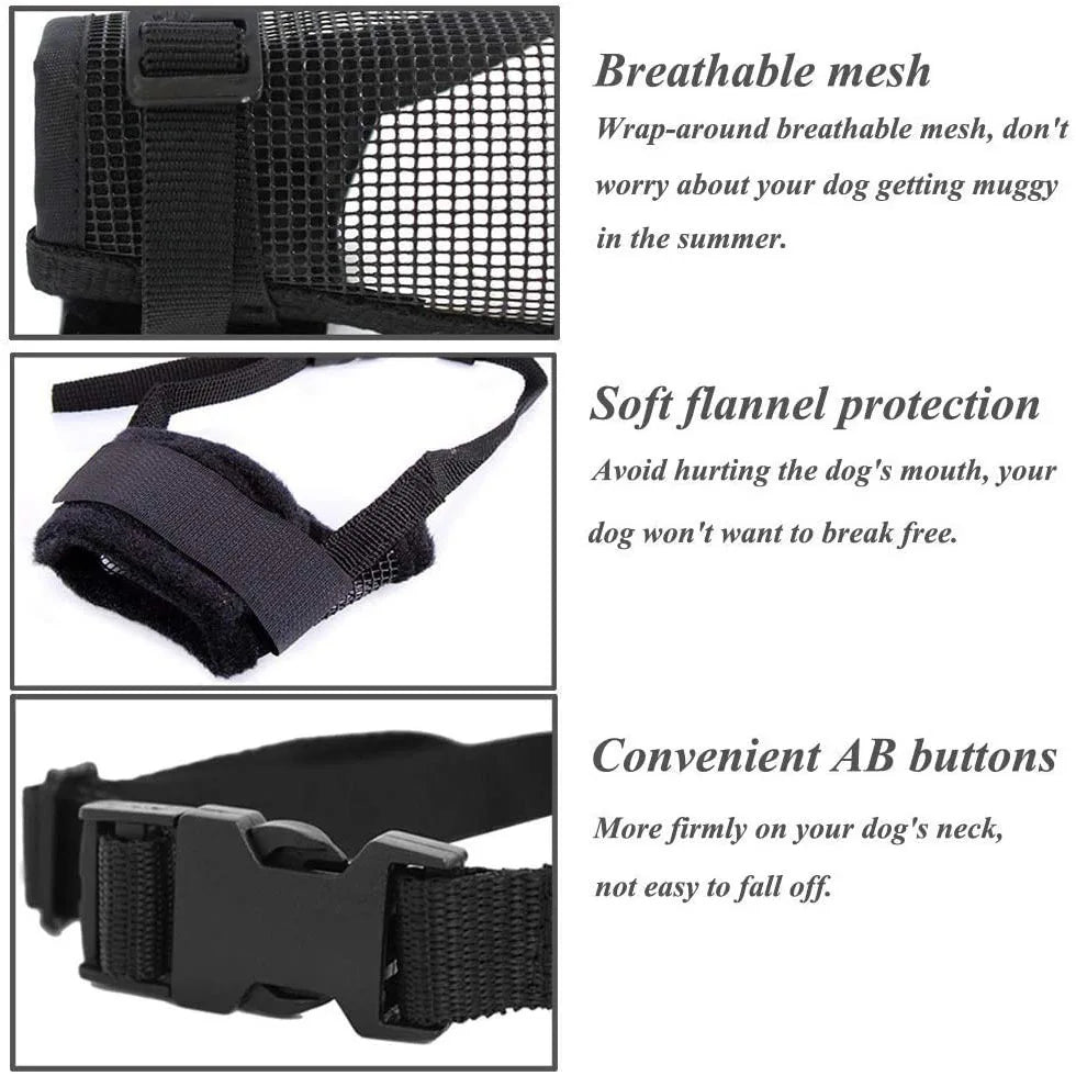 Sicherheitsmaulkorb für Hunde, verstellbar, zum Schutz vor Beißen, Bellen und Kauen, verstellbare Maske für Hunde, Bellen, Beißen, Mesh-Mund, Maulkorb gegen Kauen