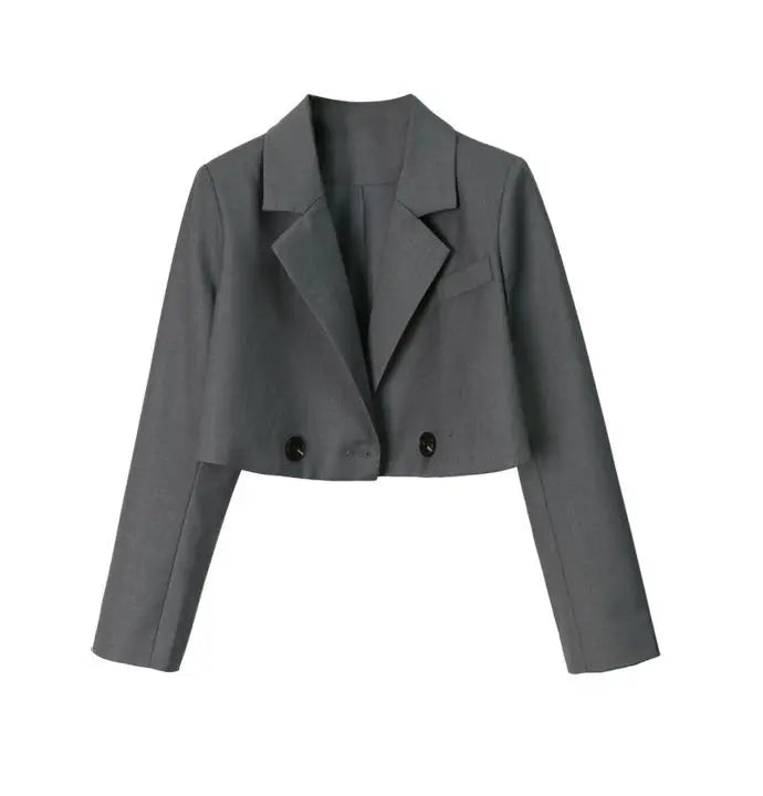 Cropped Blazers Women Ins Popular Notched Korean Slim Fit Fashion Hit Colors Stylish Suits Chic Tender Solid Straight Outwear OL