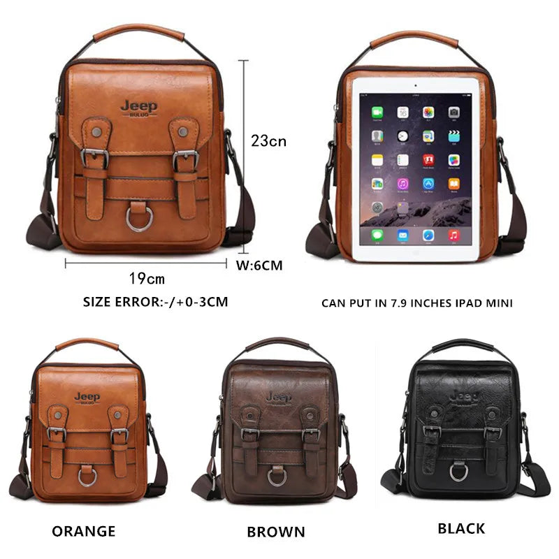 JEEP BULUO Multifunktions-Business-Handtaschen für Herren Neue Umhängetasche für Herren Große Kapazität Leder Messenger Bag Crossbody Große Marke