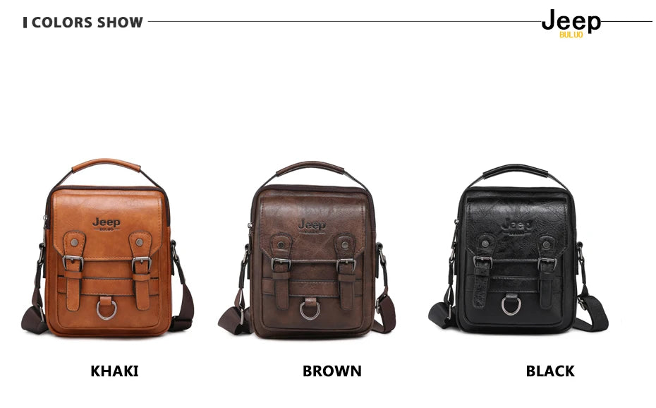 JEEP BULUO Multifunktions-Business-Handtaschen für Herren Neue Umhängetasche für Herren Große Kapazität Leder Messenger Bag Crossbody Große Marke