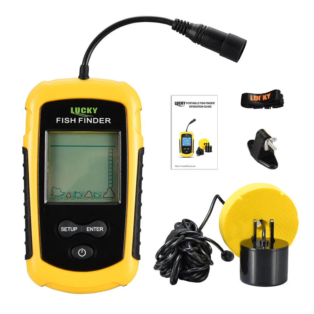 FFC1108-1 Alarm 100M Tragbarer Sonar-Fischfinder 45-Grad-Sonar-Abdeckung Echolot-Alarmgeber See-Meeresangeln