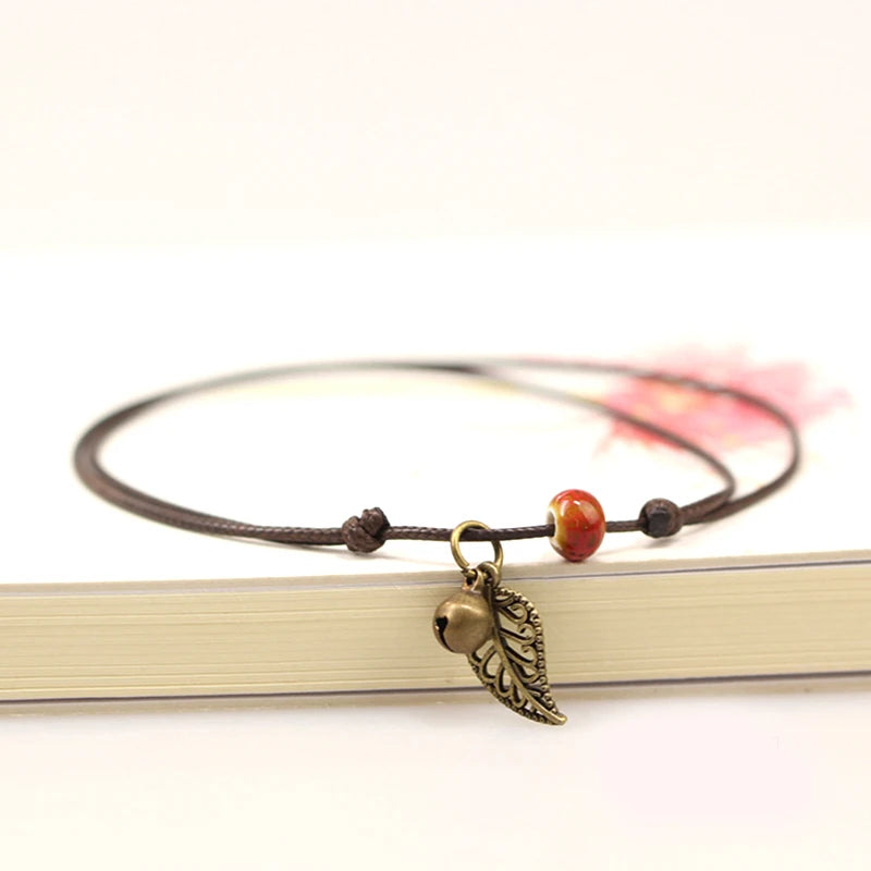 Simple Ceramic Anklets female original hand-woven fashion anklets leaf ceramic jewelry jewlries wholesale #1023