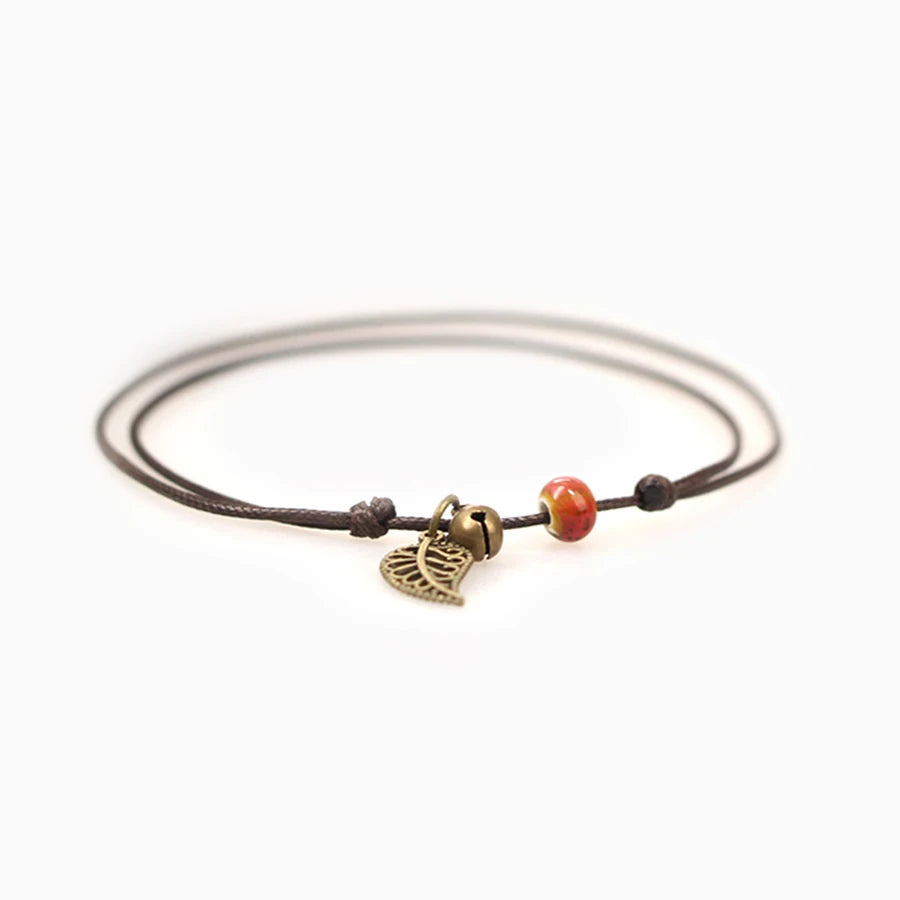 Simple Ceramic Anklets female original hand-woven fashion anklets leaf ceramic jewelry jewlries wholesale #1023