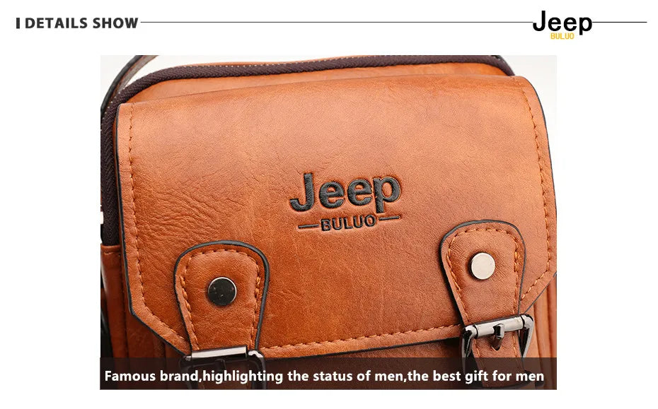 JEEP BULUO Multifunktions-Business-Handtaschen für Herren Neue Umhängetasche für Herren Große Kapazität Leder Messenger Bag Crossbody Große Marke