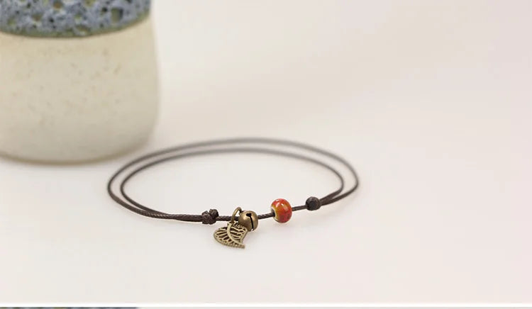 Simple Ceramic Anklets female original hand-woven fashion anklets leaf ceramic jewelry jewlries wholesale #1023