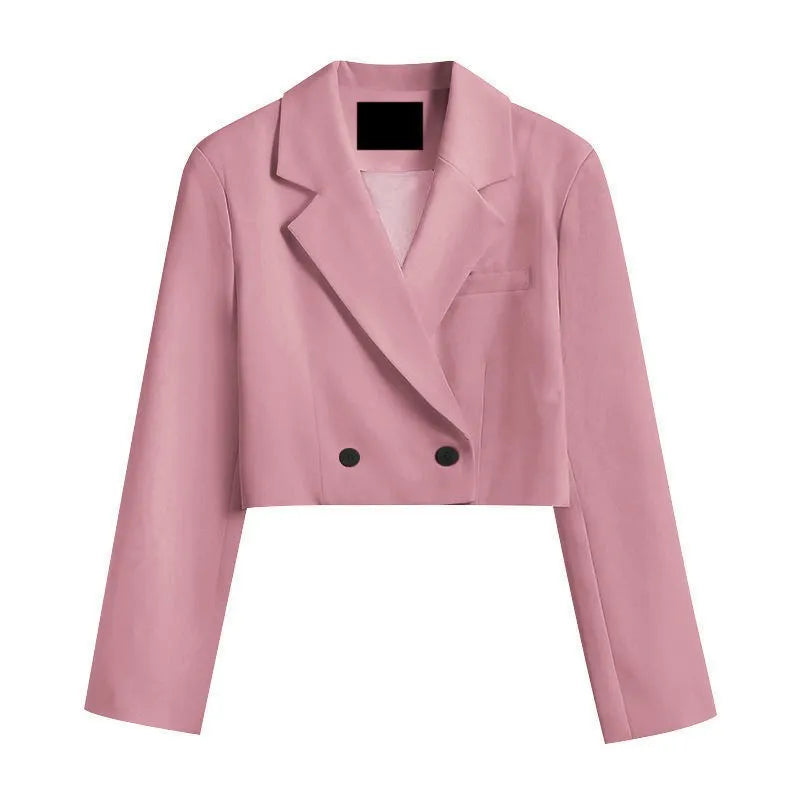 Cropped Blazers Women Ins Popular Notched Korean Slim Fit Fashion Hit Colors Stylish Suits Chic Tender Solid Straight Outwear OL