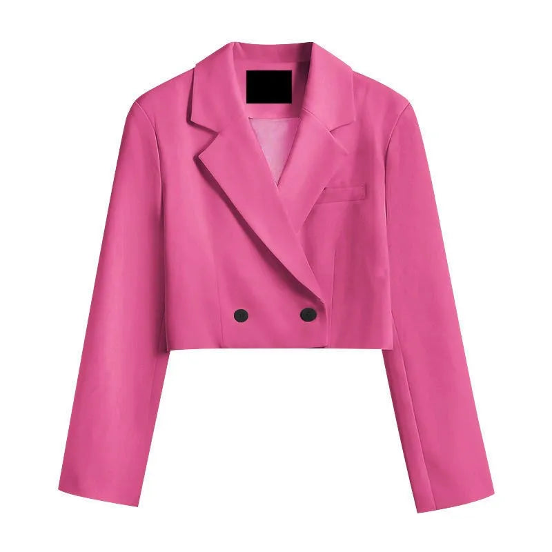 Cropped Blazers Women Ins Popular Notched Korean Slim Fit Fashion Hit Colors Stylish Suits Chic Tender Solid Straight Outwear OL