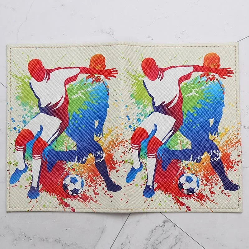 Travel Accessories Fashion Football Men & Boy's Passport Holder PU Leather Travel Passport Cover Case Card ID Holders 14cm*9.6cm