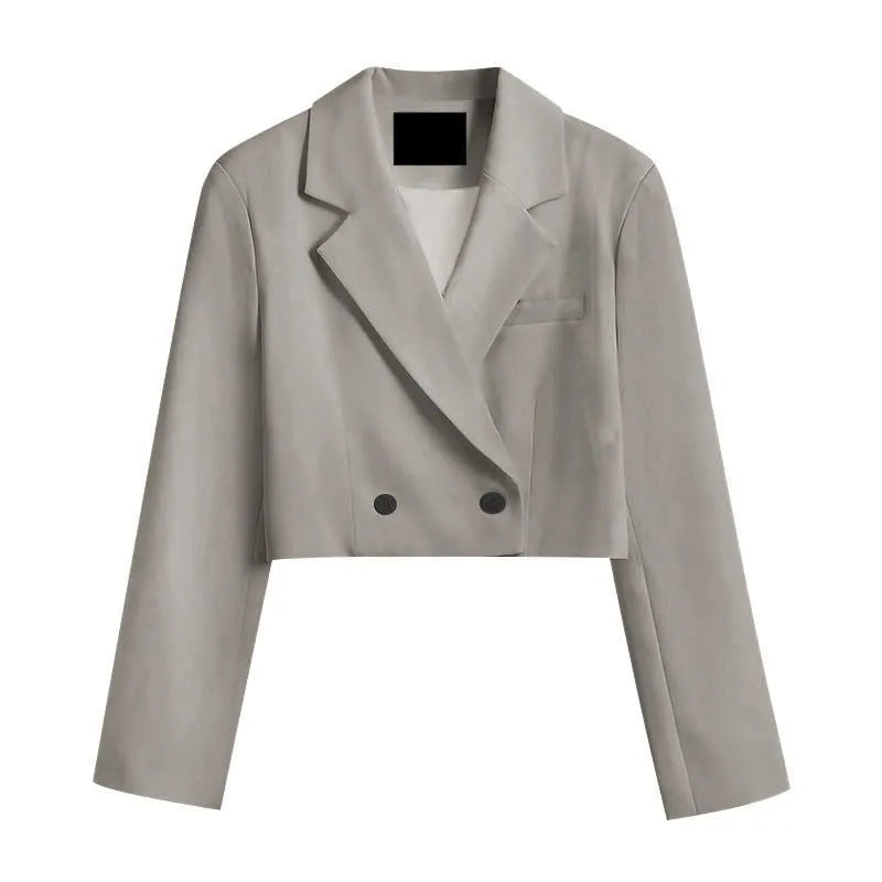 Cropped Blazers Women Ins Popular Notched Korean Slim Fit Fashion Hit Colors Stylish Suits Chic Tender Solid Straight Outwear OL