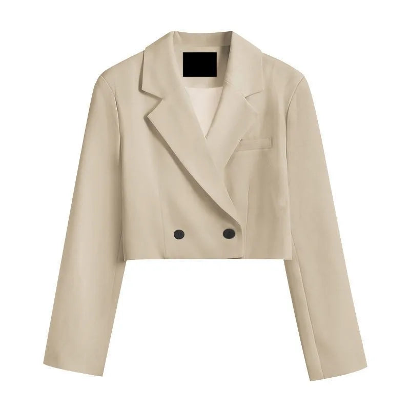 Cropped Blazers Women Ins Popular Notched Korean Slim Fit Fashion Hit Colors Stylish Suits Chic Tender Solid Straight Outwear OL