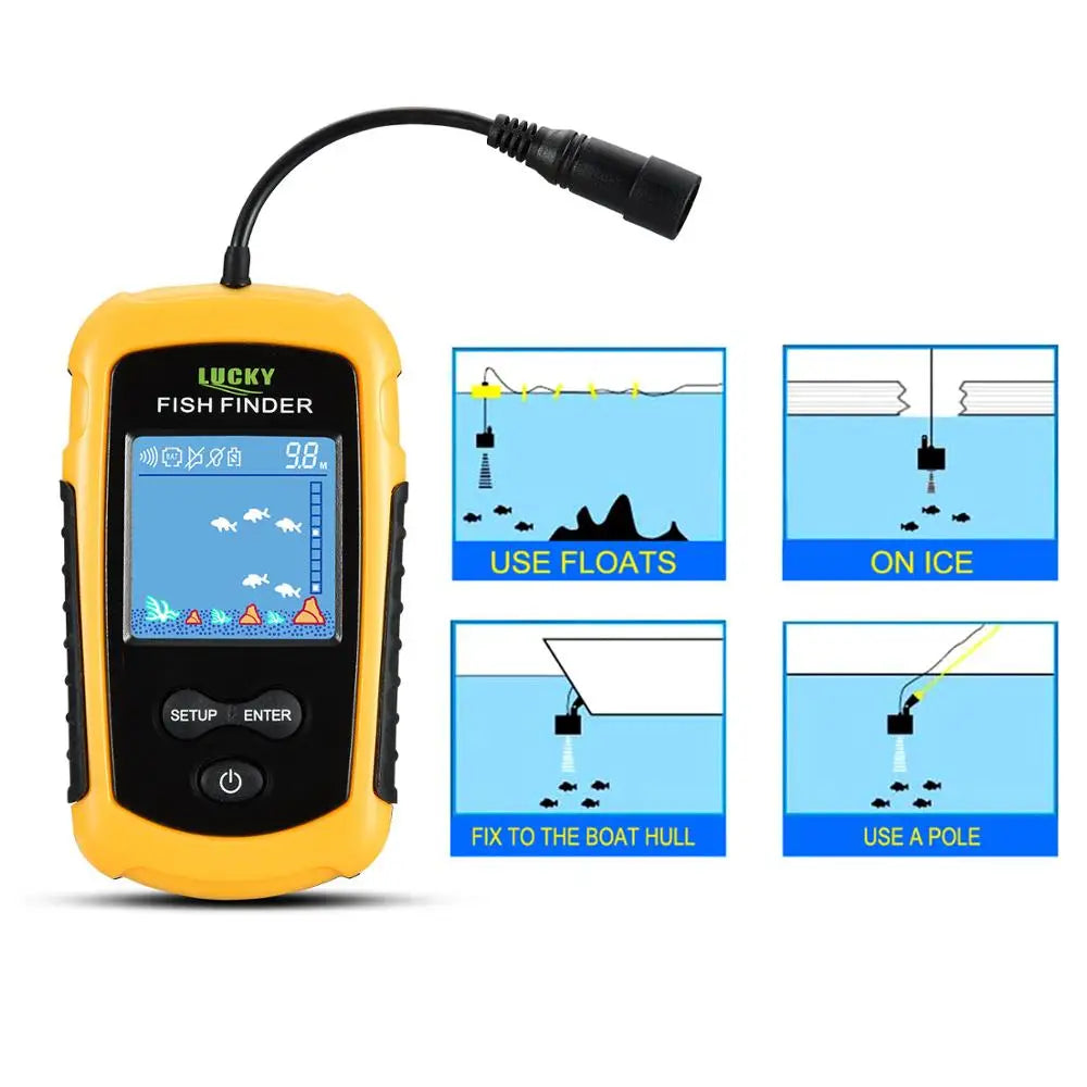 FFC1108-1 Alarm 100M Tragbarer Sonar-Fischfinder 45-Grad-Sonar-Abdeckung Echolot-Alarmgeber See-Meeresangeln
