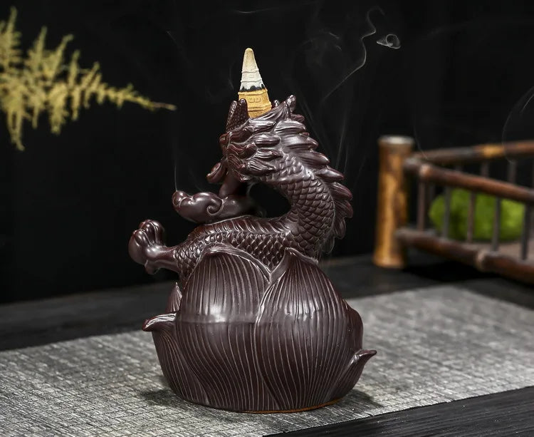 Y The Western Pterosaur Backflow Incense Burner Dragon for Incense Sticks Living Room Smoke Waterfall Incense Base Ceramic Stove