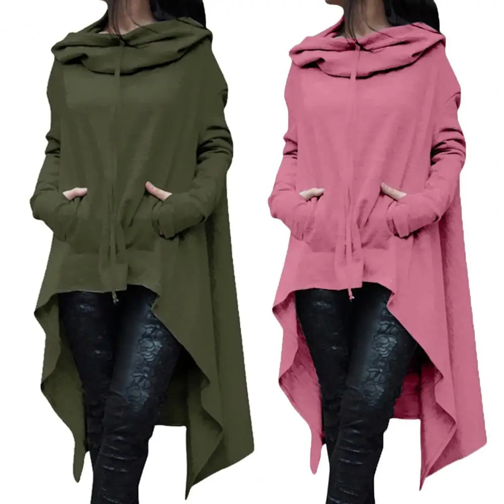 Mode Frauen Hoodies Unregelmäßiger Saum Baumwolle Langarm Fischschwanz Einfarbig Femmes Sweatshirts Übergröße Hoodies Kleid