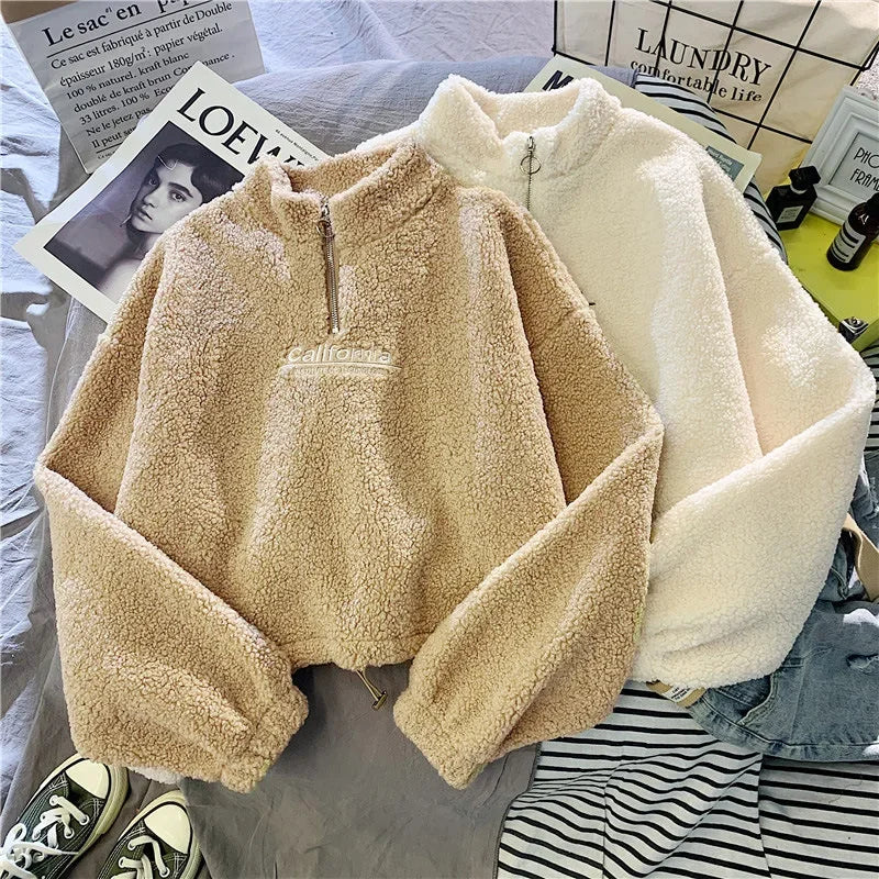 2023 Herbst Solide Brief Halb Rollkragen Pullover Frauen Langarm Lose Tops Reißverschluss Damen Kleidung Sweatshirt Sportli2023 Herbst Solide Brief Halb Rollkragen Pullover Frauen Langarm Lose Tops Reißverschluss Damen Kleidung Sweatshirt Sportlichen Stil