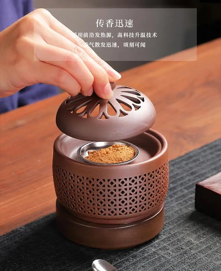 220V Enamel Electronic Incense Burner Timed Temperature Regulation Essential Oil Lamp Heating Electric Fumigating Furnace