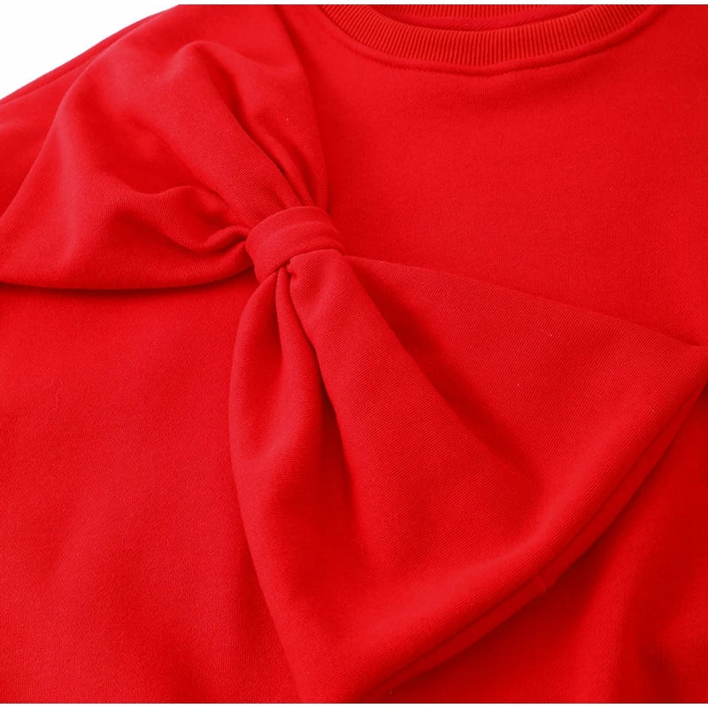 Solide Bogen Oansatz Frauen Sweatshirts Lose Langarm Casual Weibliche Pullover 2024 Frühling Mode Alle-spiel Dame Frau Kleidung