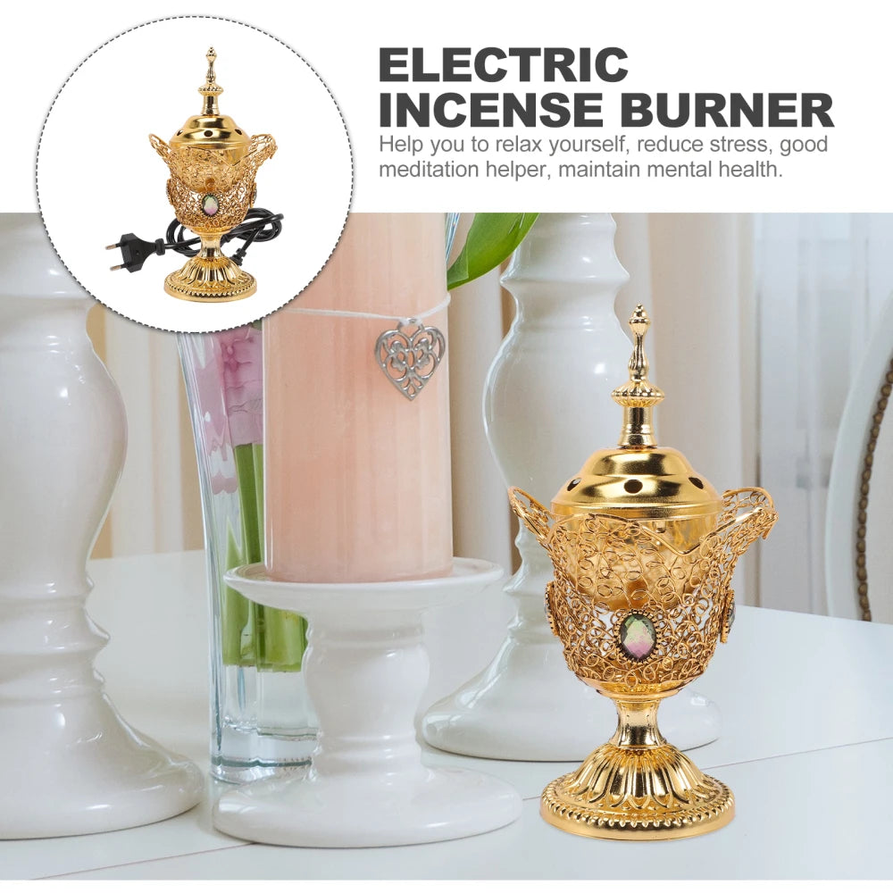 Electric Incense Burner Retro Censer Incense Burner Middle East Church Incense Burner Desktop Incense Burner (EU Plug)