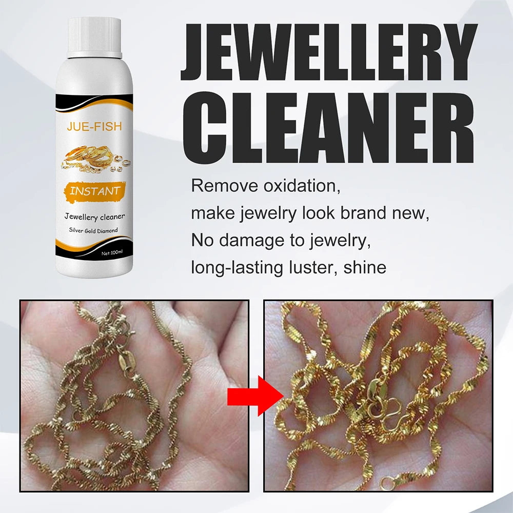 Schmuck-Reinigungslösung, 100 ml, zum Polieren von Gold, Silber, Brillen, Uhren, Ringen und Diamanten, entfernt Schmutz und Glanz für Ultraschallgeräte