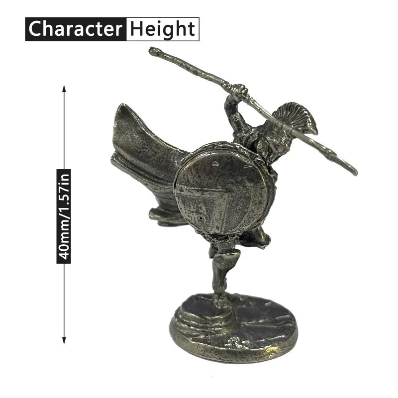 1pc Antike Schwarze Messing Spartan Rom Soldaten Figuren Miniaturen Vintage Metall Soldaten Modell Statue Desktop Ornament Geschenk