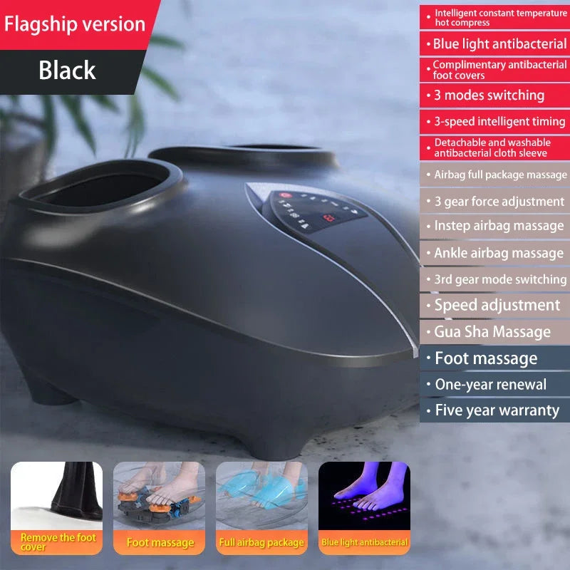 Foot Massager Electric Vibrator Shiatsu Heating Therapy Hot Compression Knead Roller Muscle Relaxation Pain Relief 6D Massage