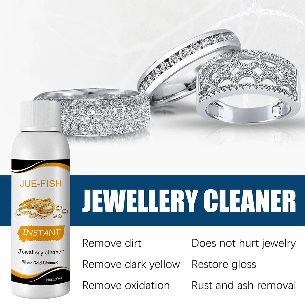 Schmuck-Reinigungslösung, 100 ml, zum Polieren von Gold, Silber, Brillen, Uhren, Ringen und Diamanten, entfernt Schmutz und Glanz für Ultraschallgeräte