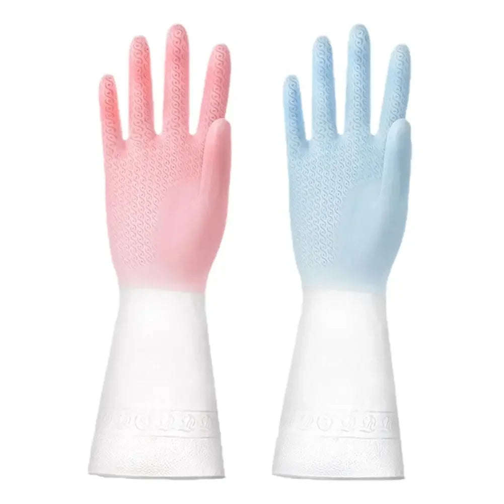 Household Cleaning Gloves Household Kitchen Dishwashing Gloves Gradient Color Home Rubber Gloves With Nails Waterproof