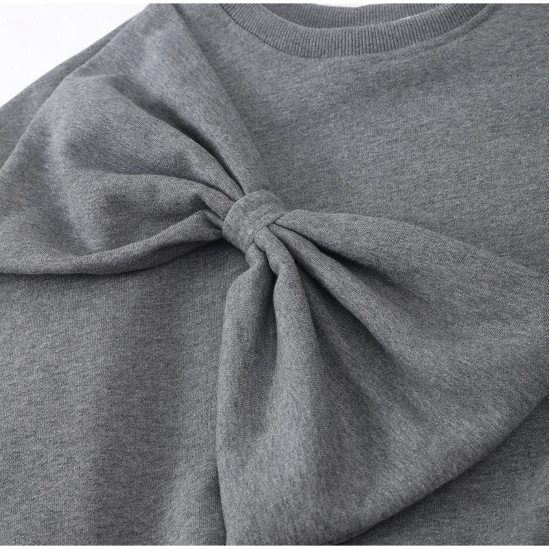 Solide Bogen Oansatz Frauen Sweatshirts Lose Langarm Casual Weibliche Pullover 2024 Frühling Mode Alle-spiel Dame Frau Kleidung