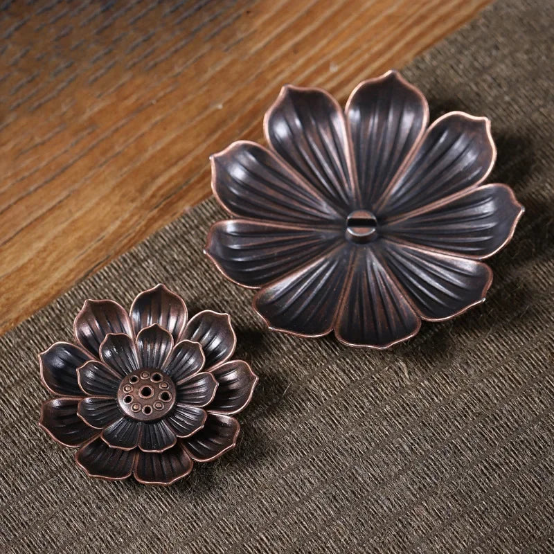 2024 Hot Alloy Incense Burner Stick Holder Plate Buddhism Lotus Censer Bronze Nasturtium Incense Burner