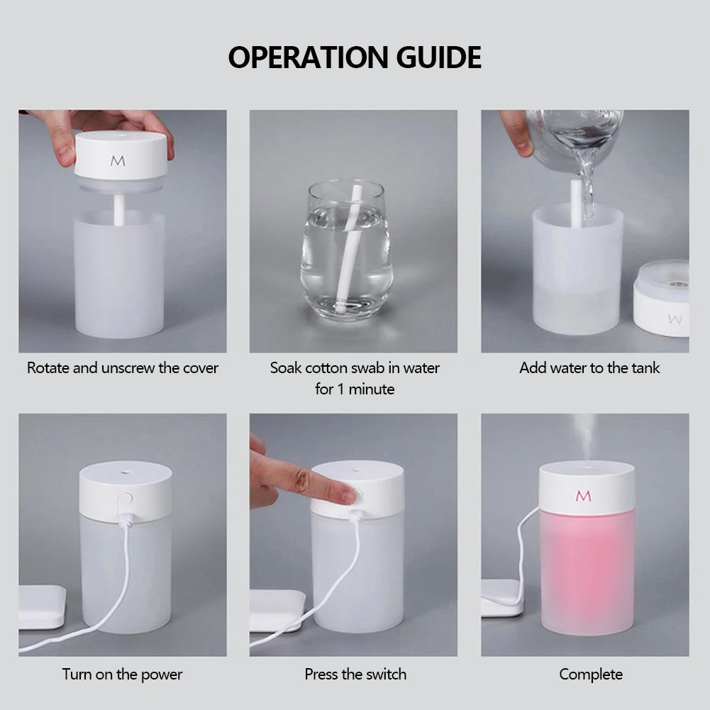 260ML Air Humidifier Ultrasonic Mini Aromatherapy Diffuser Portable Sprayer USB Essential Oil Atomizer LED Lamp for Home Car