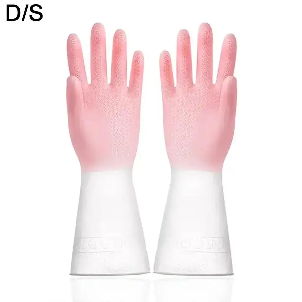 Household Cleaning Gloves Household Kitchen Dishwashing Gloves Gradient Color Home Rubber Gloves With Nails Waterproof