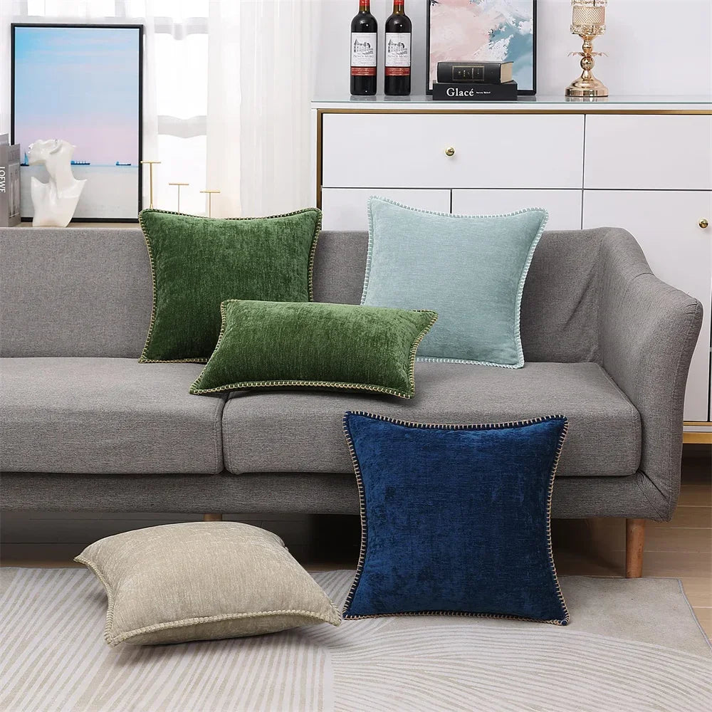 Blauer Chenille-Kissenbezug, 45 x 45, Kissenbezug, 30 x 50 cm, Sofa, dekorativer Kissenbezug, weicher Luxus für Wohnzimmer-Sofa-Dekoration