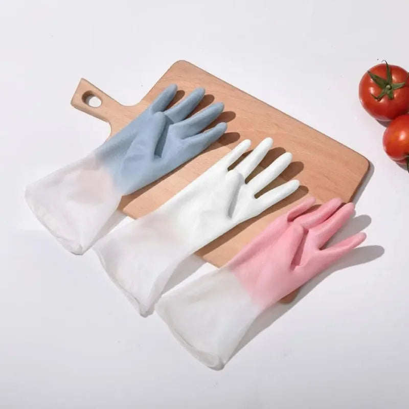 Household Cleaning Gloves Household Kitchen Dishwashing Gloves Gradient Color Home Rubber Gloves With Nails Waterproof