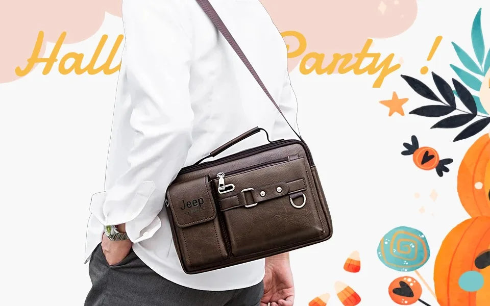 JEEP BULUO Multifunktions-Business-Handtaschen für Herren Neue Umhängetasche für Herren Große Kapazität Leder Messenger Bag Crossbody Große Marke