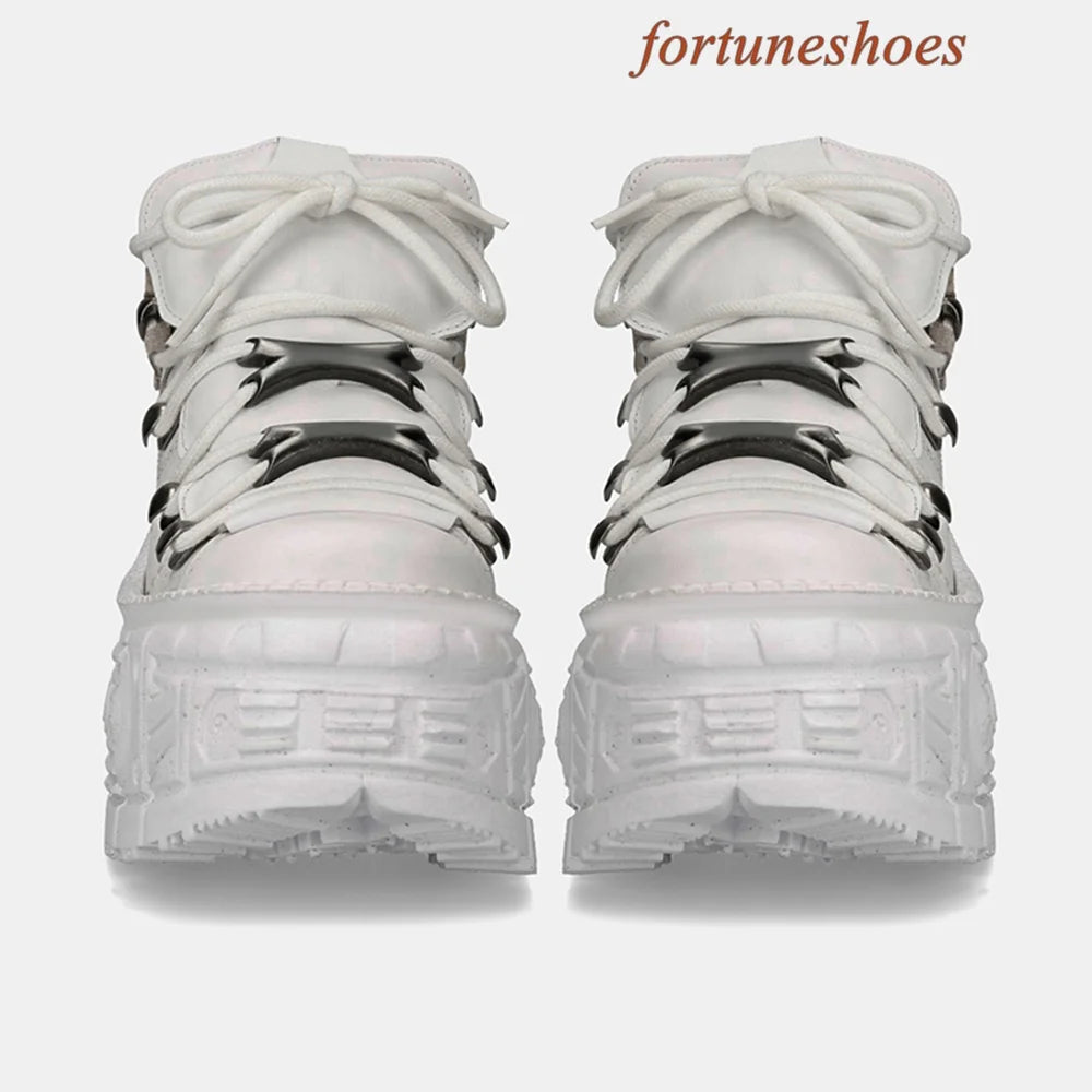Round Toe Metal Decoration Shoes Height Increasing Cross Tied Solid Women Shoes Fashion White Casual Newest Autumn/winter Shoes