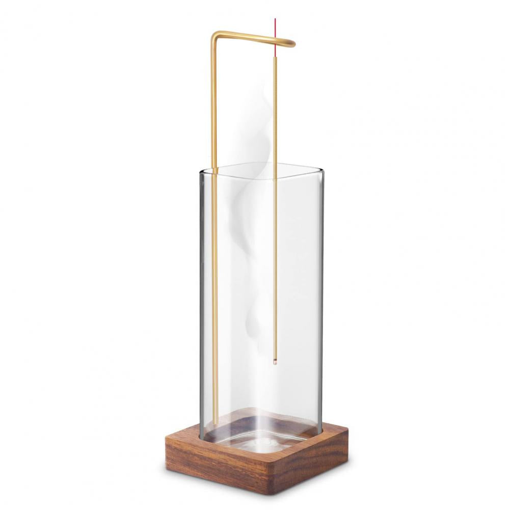 Modern Incense Burner With Glass Ash Catcher, Anti-ash Flying Incense Sticks Holder Wood Base For Home Decor Yoga Meditation