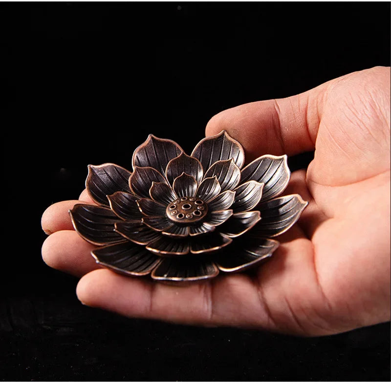 2024 Hot Alloy Incense Burner Stick Holder Plate Buddhism Lotus Censer Bronze Nasturtium Incense Burner